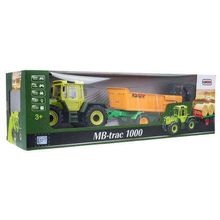 Traktor Zielony 1:24 z Pilotem Mercedes Benz + Żółta Przyczepa