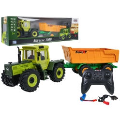 Traktor Zielony 1:24 z Pilotem Mercedes Benz + Żółta Przyczepa