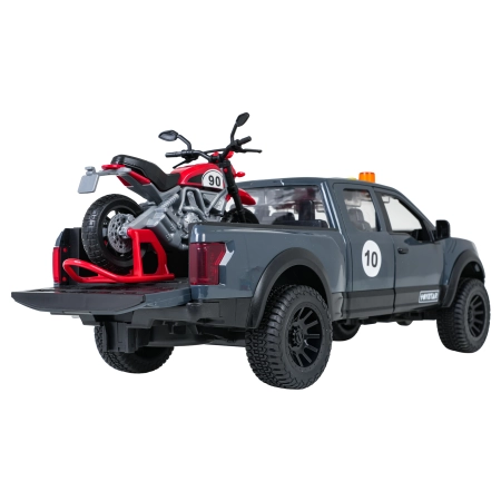 Zestaw Auto Terenowe z Funkcją Świateł i Dźwięku + Motocykl