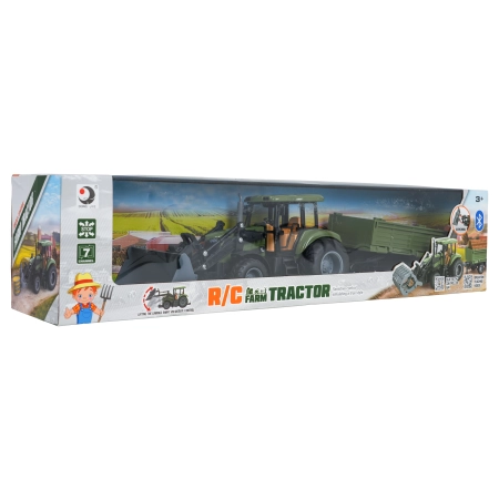 Zielony Traktor z Przyczepą R/C 1:20