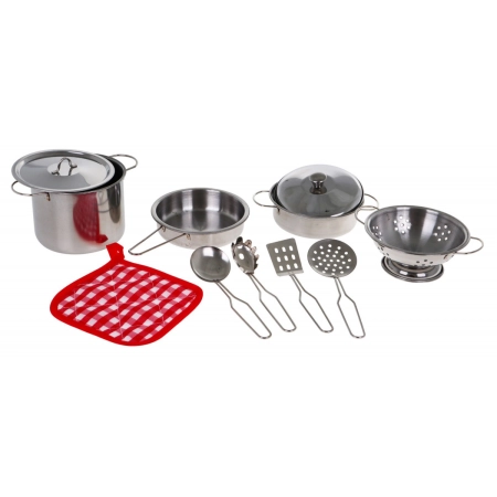 Zestaw metalowych Garnków dla dzieci 3+ Garnki do gotowania + Przybory + Akcesoria kuchenne 11 el.