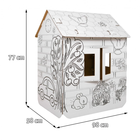 Kolorowanka XXL Domek  z autem 3D dla dzieci