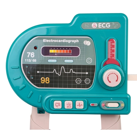 Zestaw lekarski dla dzieci 3+ Wózek + panel EKG 24 el. Kardiolog Dentysta Ortopeda Pielęgniarka