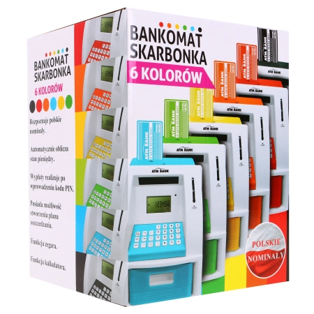 Bankomat skarbonka dla dzieci 3+ czerwony Interaktywne funkcje + Karta bankomatowa