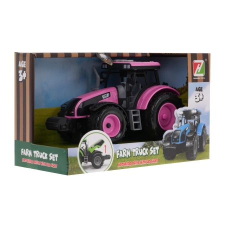 Interaktywny Różowy Traktor dla dzieci 3+ Otwierana maska + Dźwięki + Światła LED