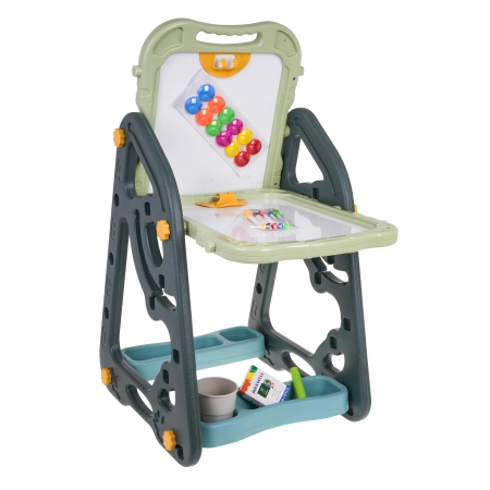 Wielofunkcyjna Tablica dla dzieci 3+ Tablica magnetyczna + Tablica kredowa + Krzesełko + Przybory papiernicze
