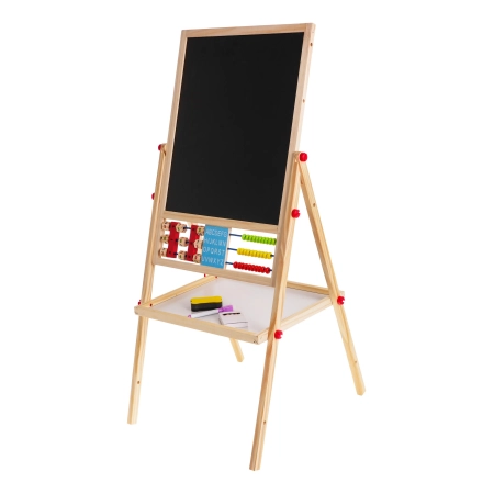 Drewniana dwustronna tablica dla dzieci 3+ Edukacyjna tablica magnetyczna kredowa + Akcesoria