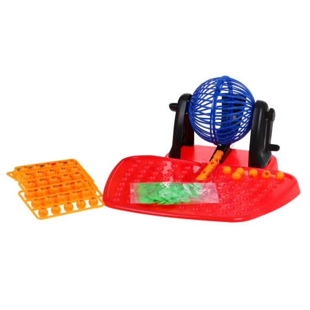 Gra Bingo dla dzieci 4+ Loteria liczbowa + Maszyna losująca z kołowrotkiem + Kule z numerami + Karty Żetony