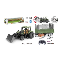 Zielony Traktor z Przyczepą R/C 1:20 + Zwierzątka