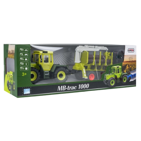 Traktor Zielony 1:24 z Pilotem Mercedes Benz + Przyczepa na Drewno z Dźwigiem